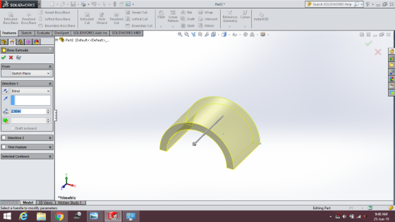 Search SOLIDWORKS Help X DS SOLIDWORKS Part2 Swept Boss/Base Swept Cut Rib Fillet Linear ta Pattern Dra ed Wrap 2 Reference C
