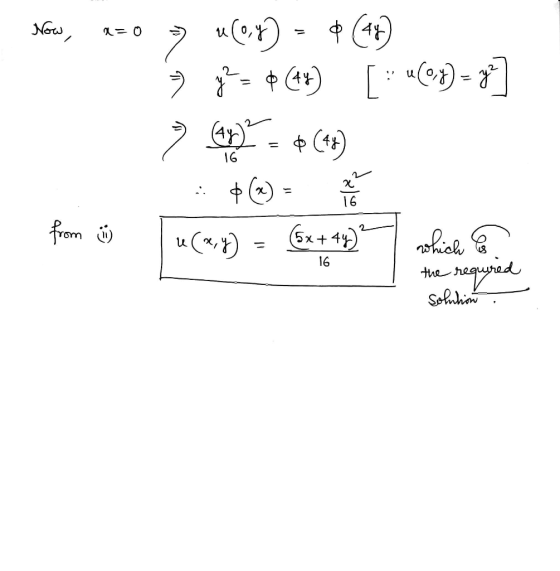 Now, a=0 Now a= 0 » ulo,y) = 0 (48) 9 g = $(47) [** u(1) -8] 7 ore $ (47) +(2) |u(my) = (5x +44) which a from 16 the required