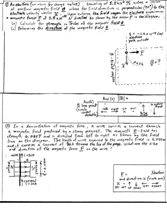 An electron (see above for charge value) traveling at 5. Tx10 % enters a resson of uniform mag netie field is where the Sield
