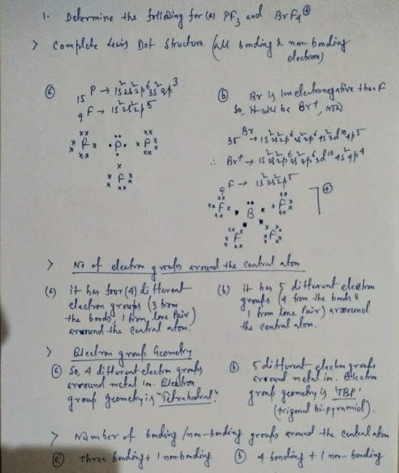 determine the following for las Pfz and Brful complete teins Dot structures (all bonding & non bonding 15 of 152525 Rx P. x 6