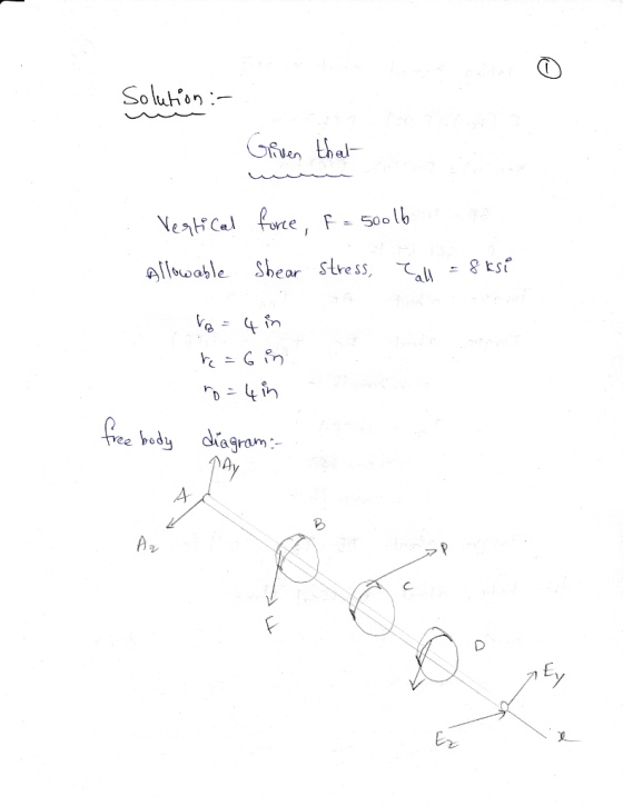 Soluhion: №사.cal for e F-50° Ib , hear Stress. 8ts bah e 4 Ap Ey レと