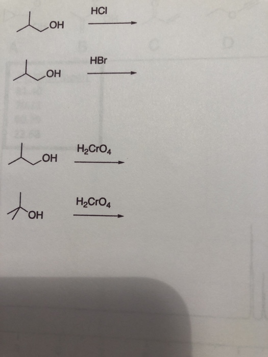 HCI Loh HBr Loh Loh H2Cr04 toh H2Cr04