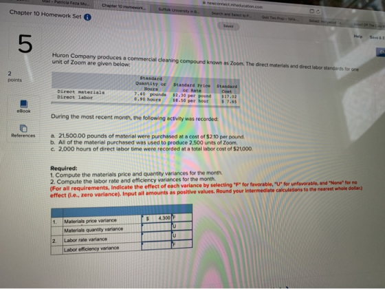 Mail-Patricia Feza Mu anewconnect.mheducation.com Chapter 10 Homework.. Suffolk University in B. Chapter 10 Homework Set Sear