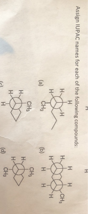 Assign IUPAC names for each of the following compounds: НН CH3 2 CH3 (b) H H CH3 CH3 CH3