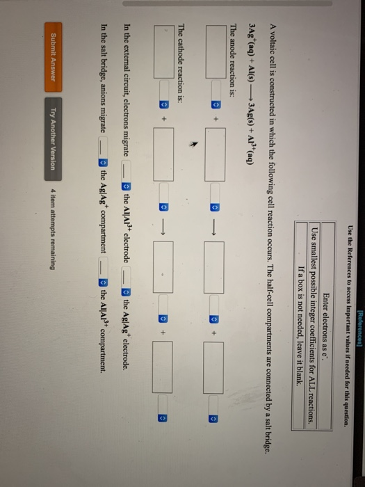 (References) Use the References to access Important values if needed for this question. Enter electrons as e Use smallest pos