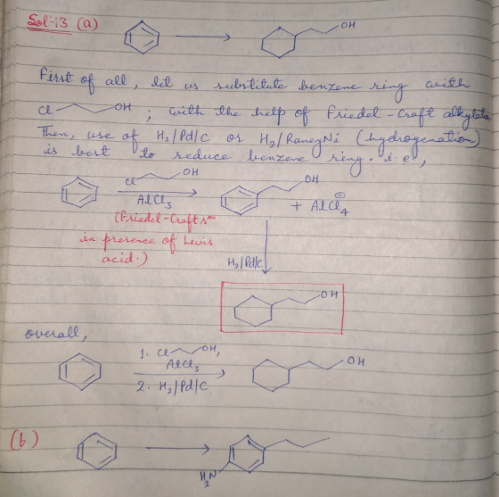 Sol-13 (a) first arifh sulrtitule eenzane let of all alikeytatin friedol rafe Cott the he HO Then, ese is decrt e reduce benz