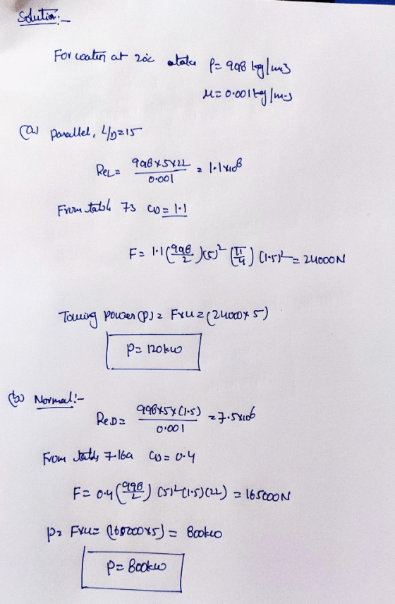 solution For water at 20 atake Pa 908 log/wis M: 000149/ms Car parallel, 40215 Reza 908 45422 1-146 0.001 From table 73 co=11