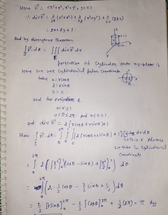 P Here in 42² + x², 8² + 7, 9+27 u div F = 2 ( 22+ + 2) + y (x² + y 2) + 8 (972) - 2ut 2y + 1 And by divergence theorem. S7.d