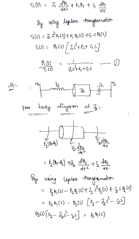 Tilt = che content kiota de By using leplace Transformation Tils) = J, 80,(s) + 6,8,18) +G SØr(s) TAL) = Bill) [5€k;t Gs] ent
