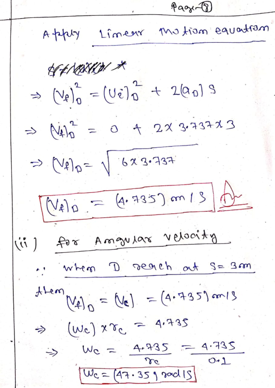Pagento Apply Linear tho tiom equatran ffbarch* velo = (UE) @ + 2001 s = > (4) + 2X 3073723 Velo- 6 x 3.737 i Velo (4.735 m i