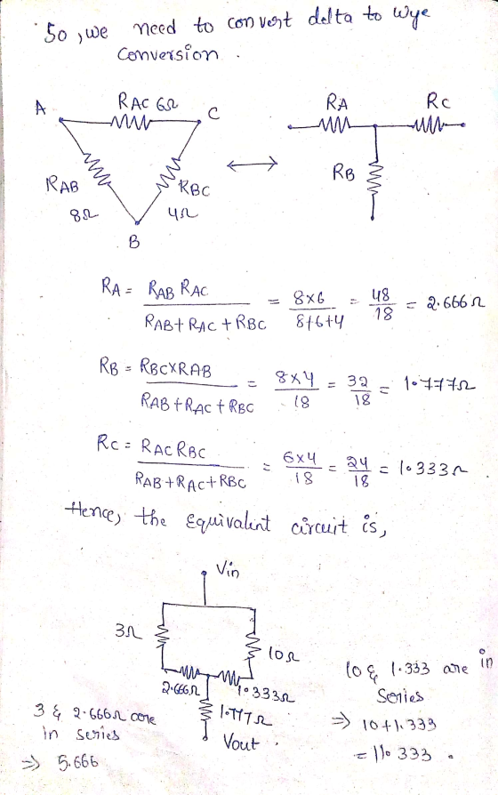 delta to wye 50 we need to convert Conversion RACGR A RA Rc с w MW RB RAB RBC 82 un B RA= RAB RAC RABTRACT RBC 8x6 81614 48 1