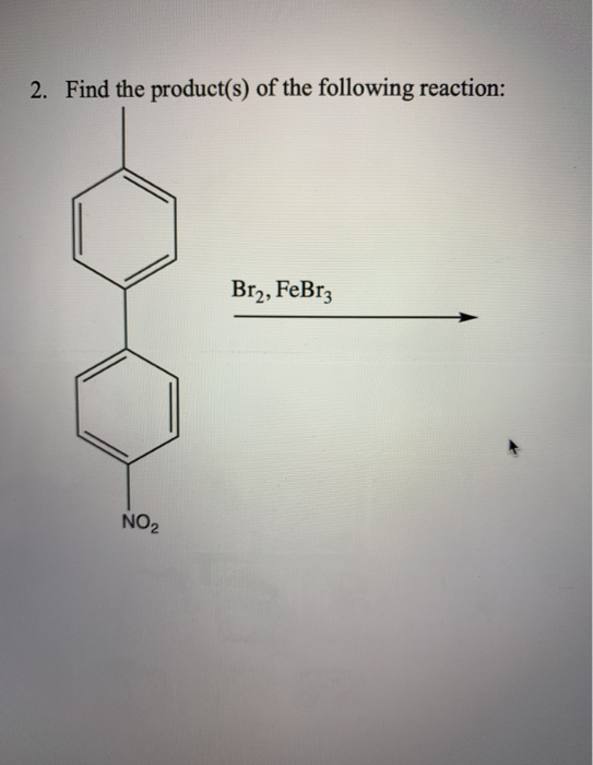 2. Find the product(s) of the following reaction: Br2, FeBrz NO2
