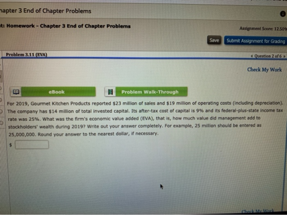 hapter 3 End of Chapter Problems t: Homework - Chapter 3 End of Chapter Problems Assignment Score: 12.50 Save Submit Assignme