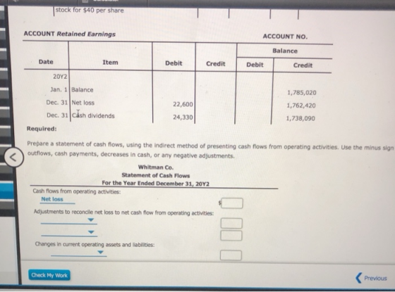 stock for $40 per share ACCOUNT Retained Earnings ACCOUNT NO Balance Date Item Debit Credit Debit Credit 1,785,020 2012 Jan.