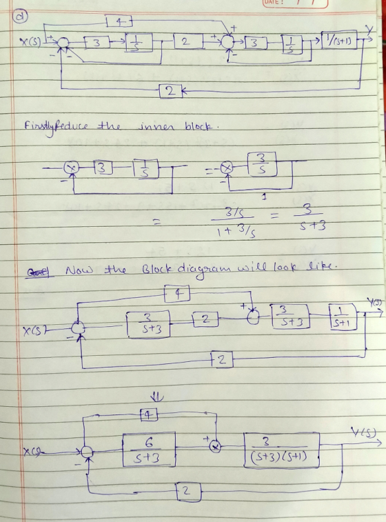 (DATE : जनाVoro -2k Firstlyfeduce the inner block. महि : +3 1+ 5/ Game Now the block diagram will look like. 329 S1 +2 S+3 (S