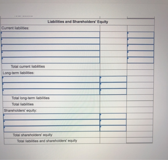 Liabilities and Shareholders Equity Current liabilities: Total current liabilities Long-term liabilities: Total long-term li