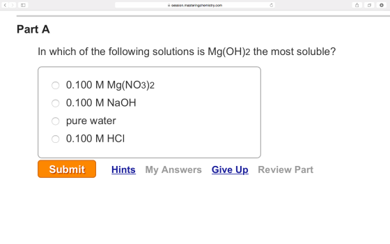 In which of the following solutions is Mg(OH)2 the