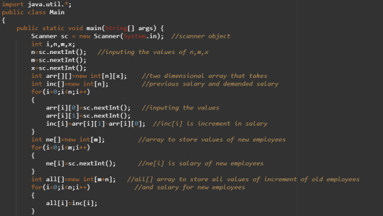 import java.util.*; public class Main public static void main(String[] args) { Scanner sc = new Scanner(System.in); //scanner