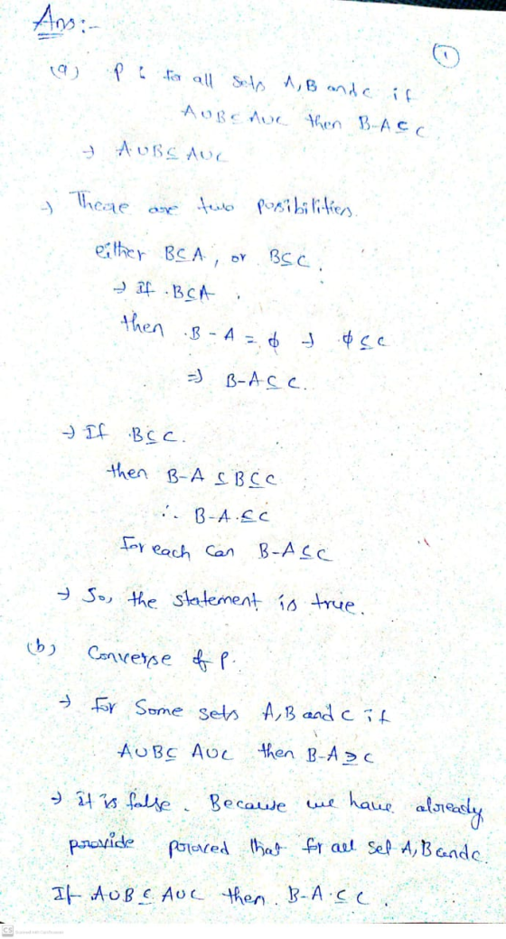 Ans: 19 op e for all selo Bande if Außenue then B-ACC AUBS AUC There tub posibilities. OY BSc. either BCA if BCA then .B-A =