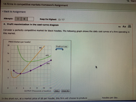 Seard 14 Firms in competitive markets Homework Assignment < Back to Assignment Attempts: 0 0 Keep the Highest: 0/17 4. Profit