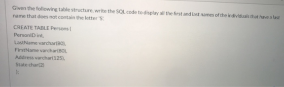 Given the following table structure, write the SQL code to display all the first and last names of the individuals that have