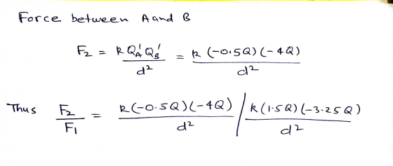 Force between A and B so Fz = RQA Q á =R (-0.5Q) (-4Q) d2 se negde acopection d² Thus (-3-25Q This = 2605QX***@) /(52)-3-250)