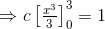 \Rightarrow c\begin{bmatrix} \frac{x^{3}}{3} \end{bmatrix}_{0}^{3}=1