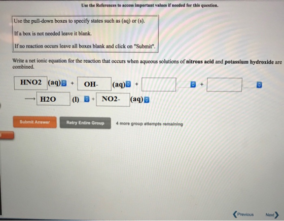 Use the References to access important values if needed for this question. Use the pull-down boxes to specify states such as