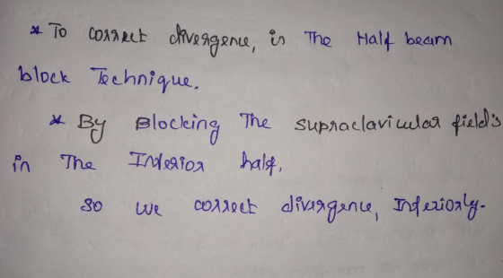 * To connect divergence, is The Half beam block Technique. * By Blocking The supraclavicular fields in The Interior half so