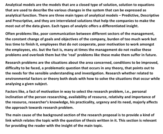 Analytical models are the models that are a closed type of solution, solution to equations that are used to describe the vari
