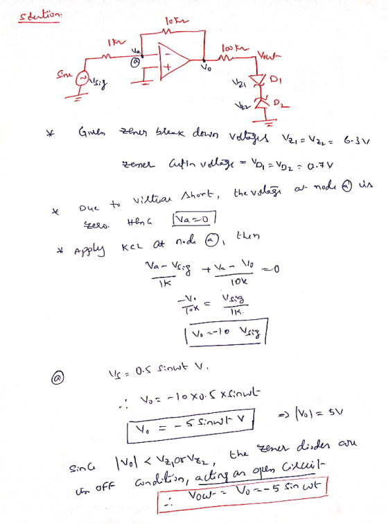 saution: looking * Giuen zeer bleak down voltages V₂, = V2 = 6-31 zemer auf in vollege = D, = D2 = 0.74 the volege es- node