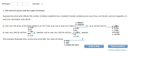 Attempts: Average: 13 1. The level of prices and the value of money Suppose the price level reflects the number of dollars ne