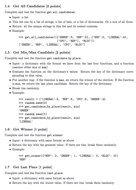 1.4 Get All Candidates (2 points] Complete and test the function get_all_candidates: • Input: a list . This list can be a lis