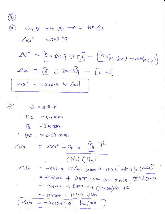 H29 + F2 9 32 HF 9, 46° 2298 kg Aci = {xocar (4 P)]- [Aap 1+2) +Agip ) 4QP 6-82300) - Co to] AG = -546-4 ts [mol G = 298 t H