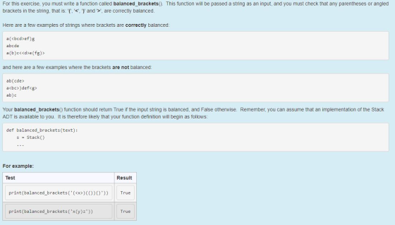 For this exercise, you must write a function called balanced brackets brackets in the string, that is: ( , ) and >, are c