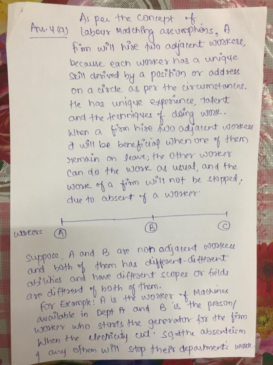 As per the concept of Ansiu ca labour Madching ascumphens, from will hise ho adjacent workere , because each worker has a uni