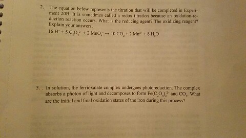 The equation below represents the titration that w