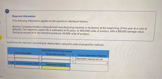 Required information [The following information applies to the questions displayed below.) Ramirez Company installs a compute