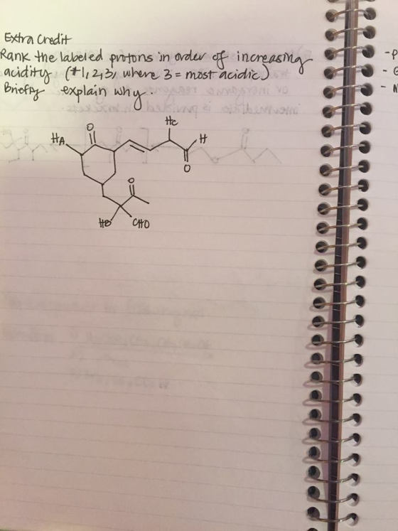 Rank the labeled protons in order of increasing ac