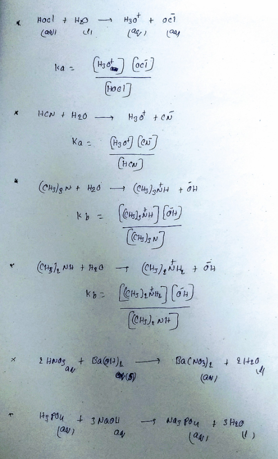 Hocl + HO - (240) U Hzot + oci (@al rady ka (tzaten] Loci) 1:001] & HON + H2O Hoot + ch ka= (3 ot] [eN] (How] (CH3) gn & Heo