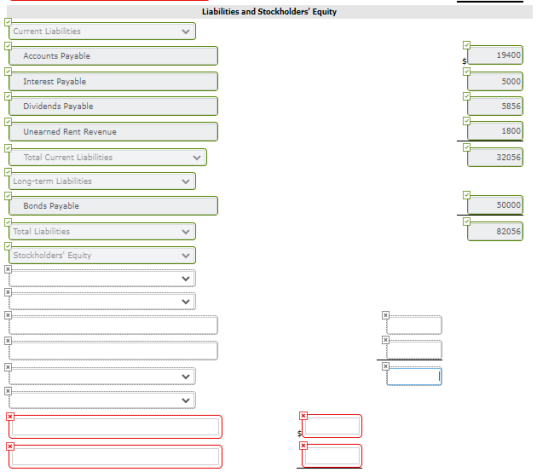 Liabilities and Stockholders Equity Current Liabilities Accounts Payable 19400 S Interest Payable 5000 Dividends Payable 585