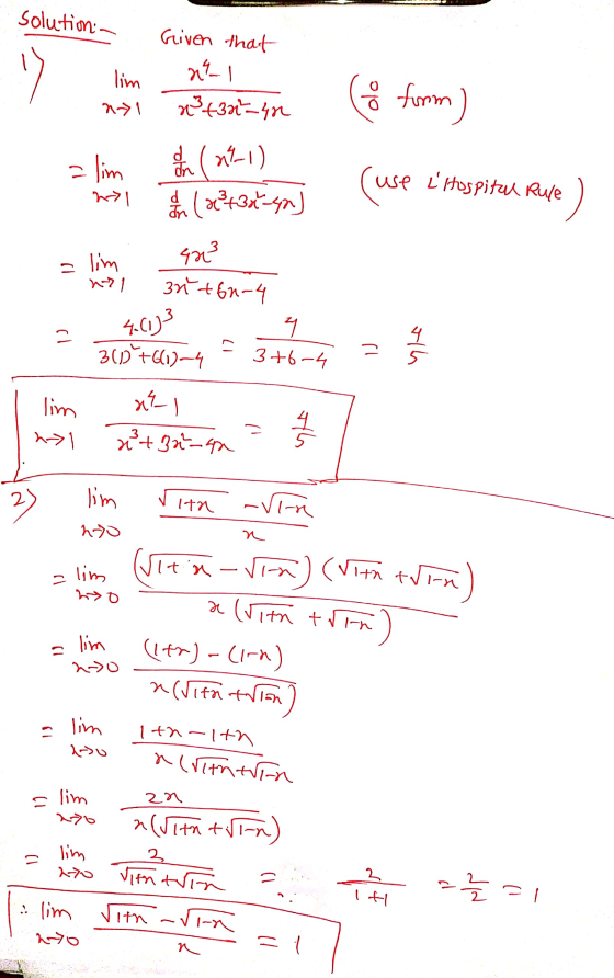 solution - Given that 2 lim 21 1 x²4321-42 co = lim fim (27-1) (use LHospital Rule ) n> dan (2+36-42] 4m3 ni 3nton-4 = 5 318