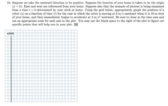 10. Suppose we take the eastward direction to be positive. Suppose the location of your home is taken to be the origin (x = 0