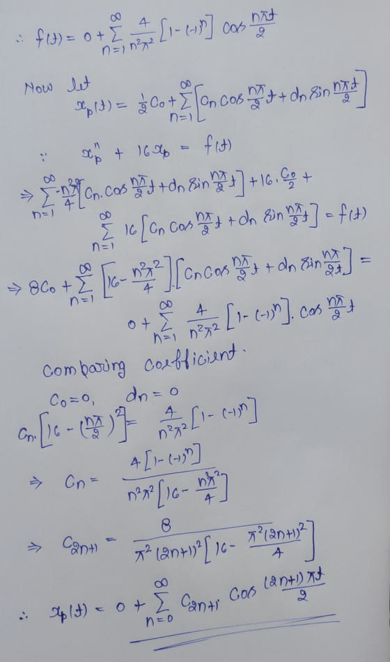 4/5) = 0 + 2 Canar Coo (QN+l) At 4 nat f(t) = of [1- (-)n] cas 9 n=1 n² Now let ap 4 ne) Sep13) = $. Co + Ton cos 4+ do. Sin