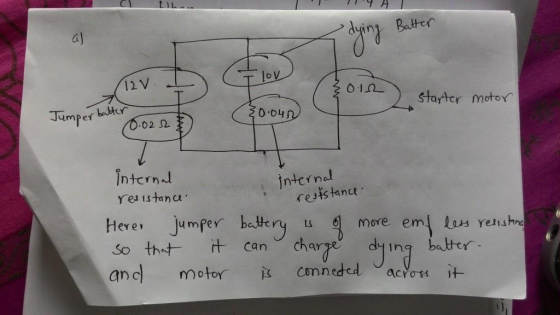 a) dyin Bater lov 01n Jumper batr starter motoy 20.04 02 Ω intern d Y es istanc interna resistance Here, jumper better ts 힁 m