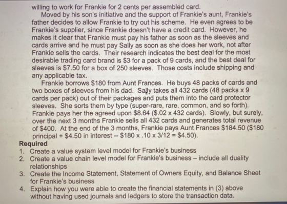 willing to work for Frankie for 2 cents per assembled card. Moved by his sons initiative and the support of Frankies aunt,