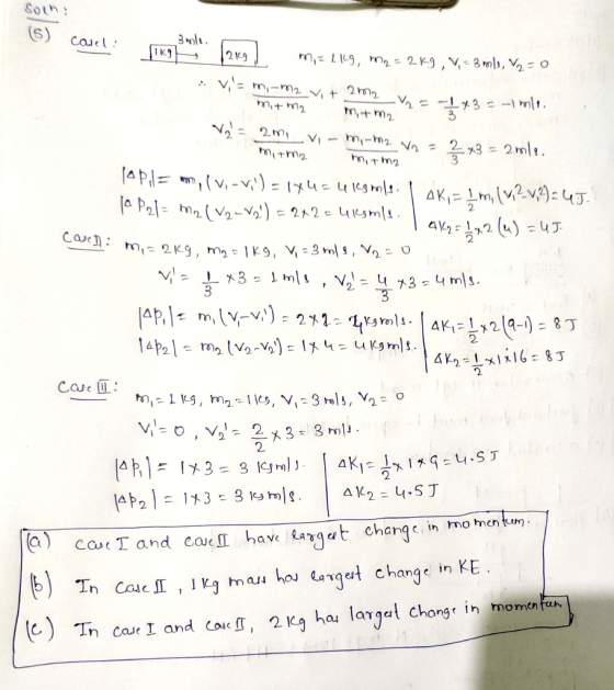 Soln 6) casel: Ting Bee 128g] Mizlig, mq = 2K9 , ,- 3 |1, V2 = 0 wenn man vist man y = -**3 = -1 7010. = m,- m2 vit 202 mit m