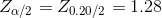 Z_{\alpha/2}=Z_{0.20/2}=1.28