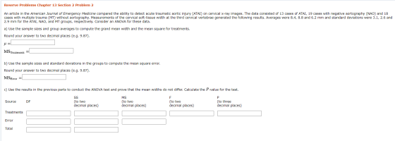 Reserve Problems Chapter 13 Section 2 Problem 2 An article in the American Journal of Emergency Medicine compared the ability
