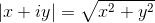 |x+iy|=\sqrt{x^2+y^2}